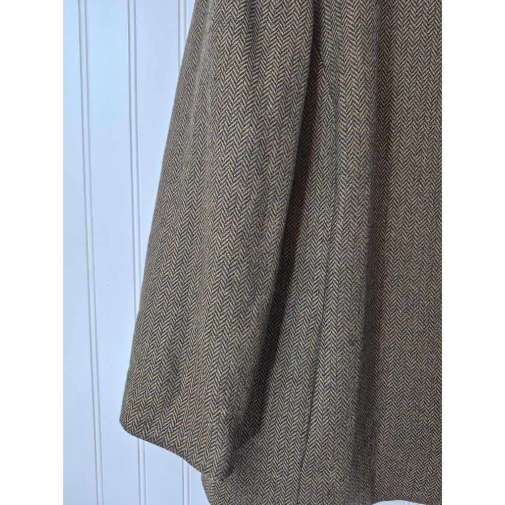 Kate Hill Women Brown Herringbone Wool Blend Leather Trim Zip Blazer Jacket 20W - Picture 5 of 9